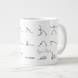 Minimalistische Stockfigur-Yoga-Posen Jumbo-Tasse