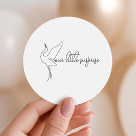 Minimalistische Storch Neutrale Babyparty Runder Aufkleber
