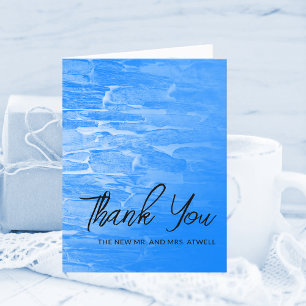 Minimalistische Strand Hochzeit Azure Blau Foto Dankeskarte