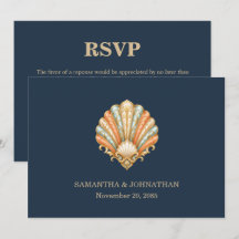 Minimalistische Strandhochzeit RSVP Luxus-Muschel
