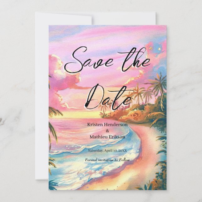 Minimalistische Strandhochzeit Save The Date (Vorderseite)