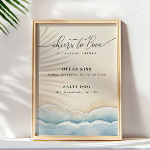 Minimalistische Strandhochzeit Unterschrift Trinkz Poster