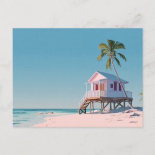 Minimalistische Strandhütte Küstenkunst Postkarte