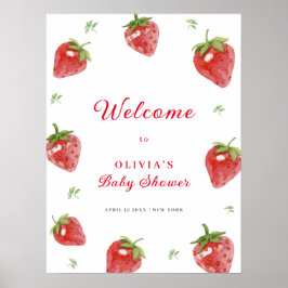 Minimalistische Strawberry Girl Welcome Baby Dusch Poster