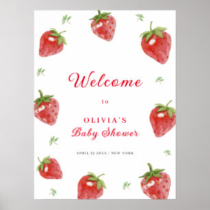 Minimalistische Strawberry Girl Welcome Baby Dusch Poster