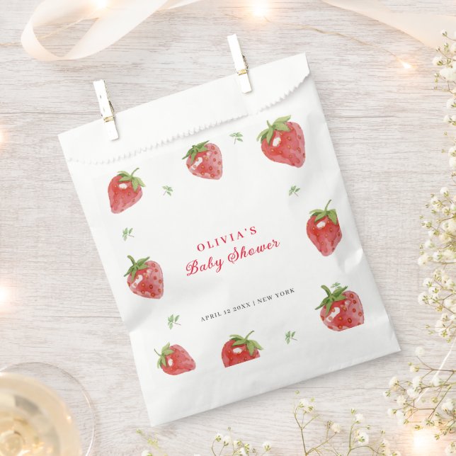 Minimalistische Strawberry Sweet Girl Baby Dusche Geschenktütchen (Ausgeschnitten)
