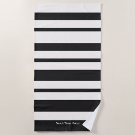 Minimalistische Streifen in Schwarz und Weiß Strandtuch