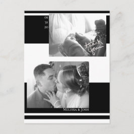 Minimalistische Streifen Schwarz-Weiß-Hochzeit Postkarte