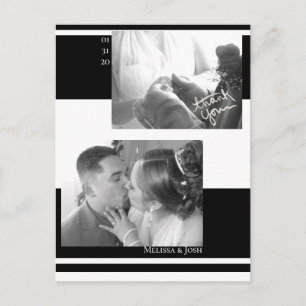 Minimalistische Streifen Schwarz-Weiße Hochzeit Postkarte