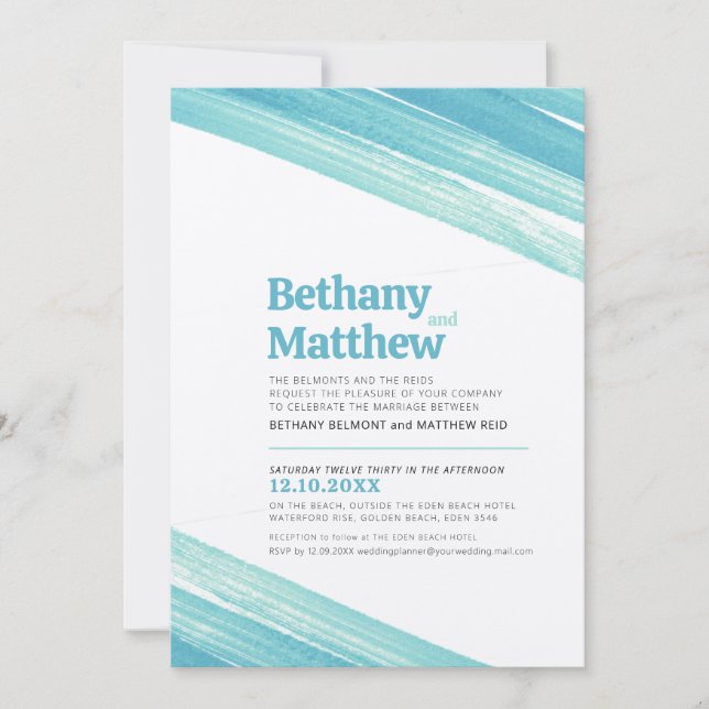 Minimalistische Striche mit Aquarellfarbe Einladung (Vorderseite)