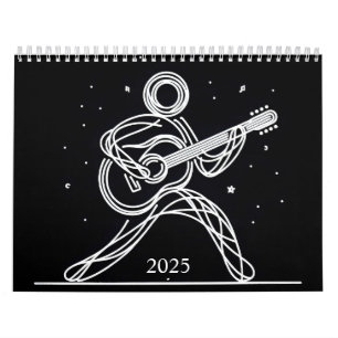 Minimalistische Strichmännchen Gitarre 2025 Kalender