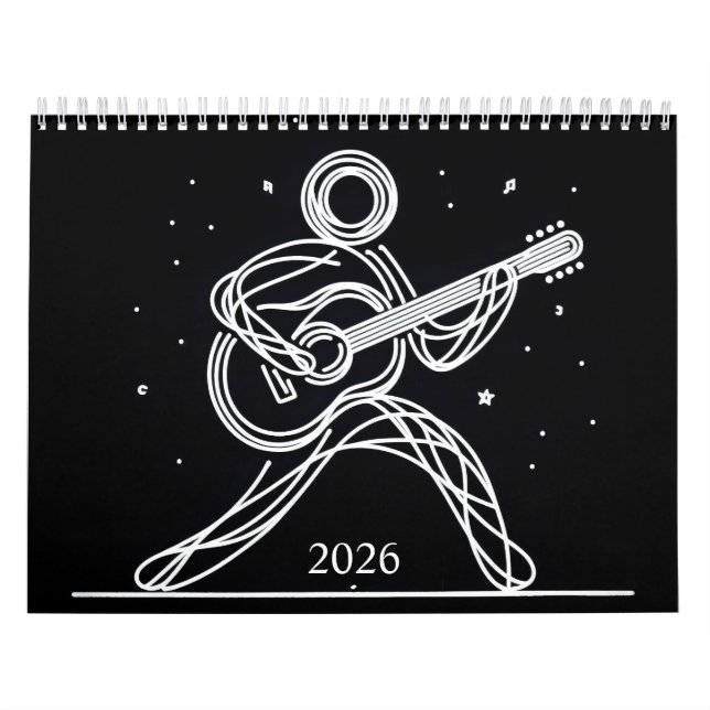 Minimalistische Strichmännchen spielen Gitarre 202 Kalender (Titelbild)