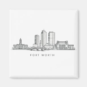 Minimalistische Strichzeichnung der Skyline von Fo Magnet