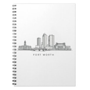Minimalistische Strichzeichnung der Skyline von Fo Notizblock