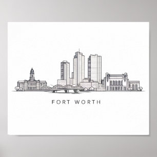 Minimalistische Strichzeichnung der Skyline von Fo Poster