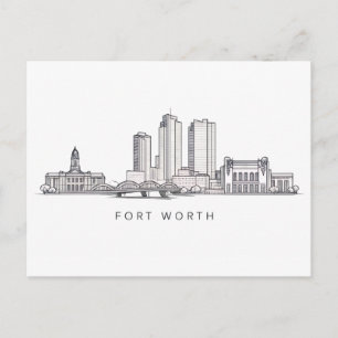Minimalistische Strichzeichnung der Skyline von Fo Postkarte
