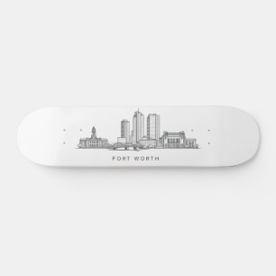 Minimalistische Strichzeichnung der Skyline von Fo Skateboard