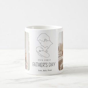 Minimalistische Strichzeichnung Erstes Vatertagsfo Kaffeetasse