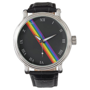 Minimalistische, subtile römische Regenbogenfigure Armbanduhr