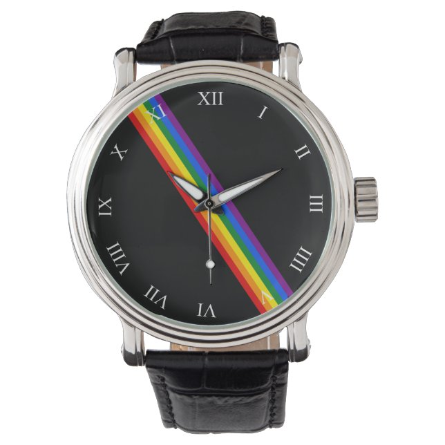 Minimalistische, subtile römische Regenbogenfigure Armbanduhr (Vorderseite)