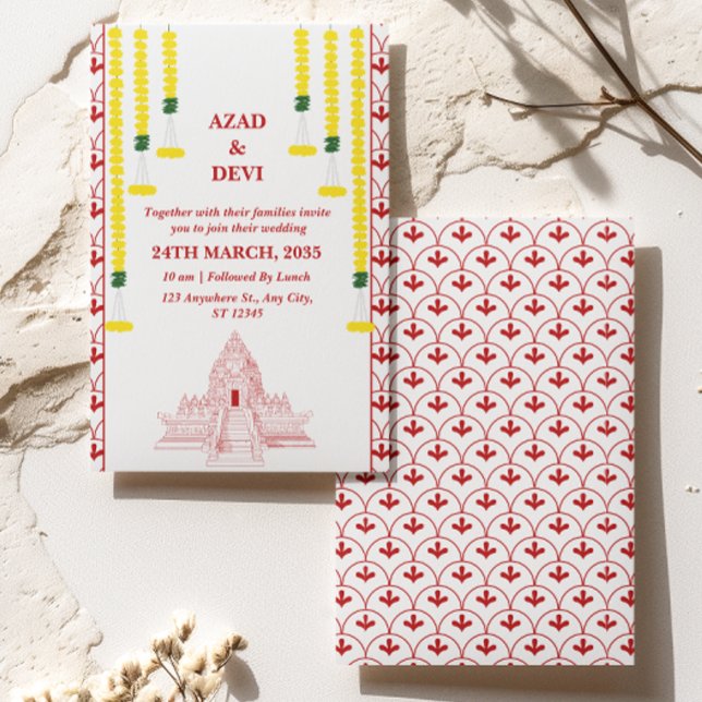 Minimalistische südindische Hochzeit Einladung (Von Creator hochgeladen)