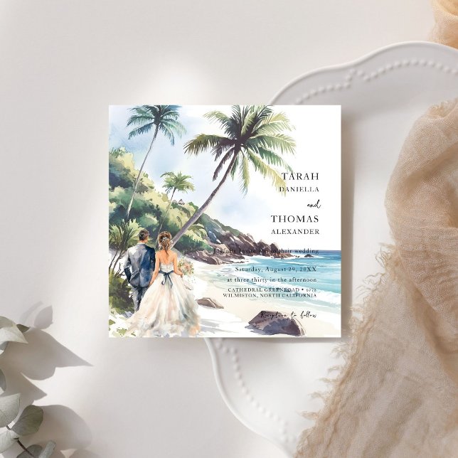 Minimalistische Summer Beach Hochzeit in Urlaubsor Einladung (Von Creator hochgeladen)