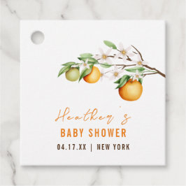 Minimalistische Summer Orange Citrus Baby Dusche Geschenkanhänger