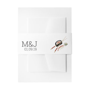 Minimalistische Sushi-Rollen-Essstäbchen Asiatisch Einladungsbanderole
