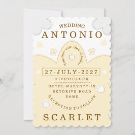 Minimalistische süße Hochzeit  Warme und moderne Ä Einladung