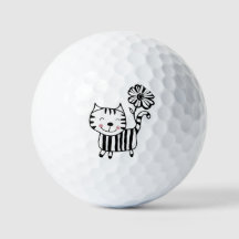 Minimalistische süße Katze mit Blume auf dem Schwa