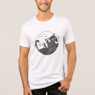 Minimalistische süße schlafende Katzen Linienkunst Tri-Blend Shirt