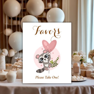 Minimalistische süße Waschbär-Babyshower-Mitgebsel Poster