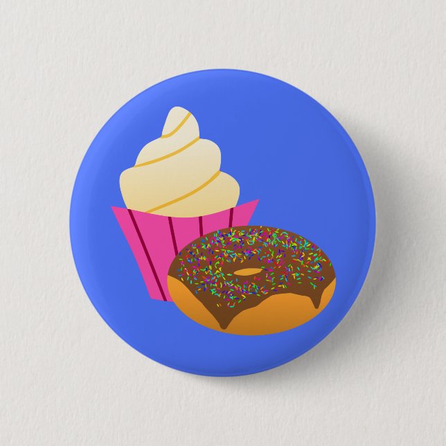 Minimalistische Süßigkeiten - Cupcake und Donut Ca Button (Vorderseite)