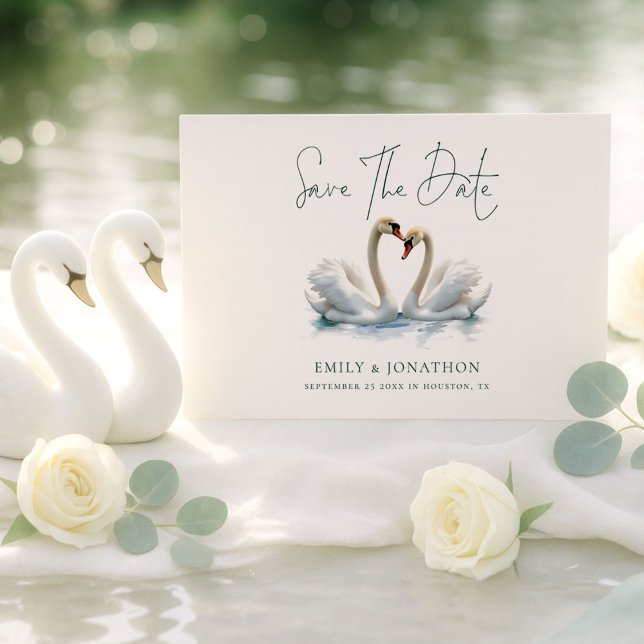 Minimalistische Swan Script Wedding Save The Date (Von Creator hochgeladen)