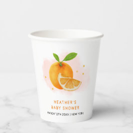 Minimalistische Sweet Orange Citrus Baby Dusche Pappbecher