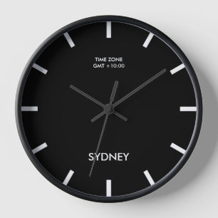 Minimalistische Sydney Time Zone Newsroom Black Wa Uhr