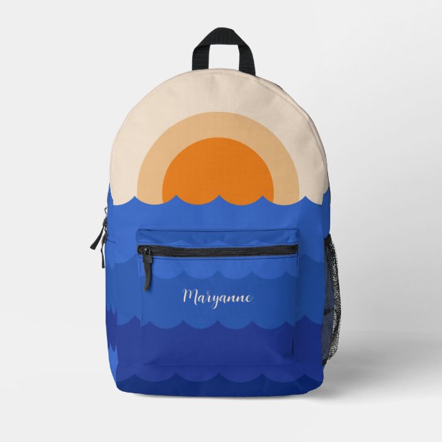 Minimalistische Szene des Sonnenuntergangs im Ozea Bedruckter Rucksack (Vorderseite)