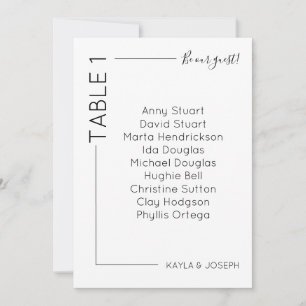 Minimalistische Tabelle 1 Vorlage für die Hochzeit