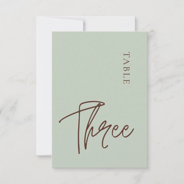 Minimalistische Tabelle Drei Tischnummern (Vorderseite)