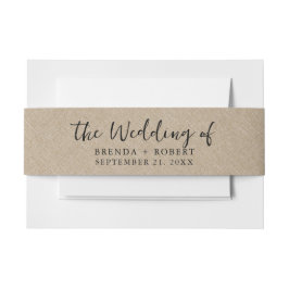 Minimalistische Tan Linen Textur Schwarze Skript Einladungsbanderole