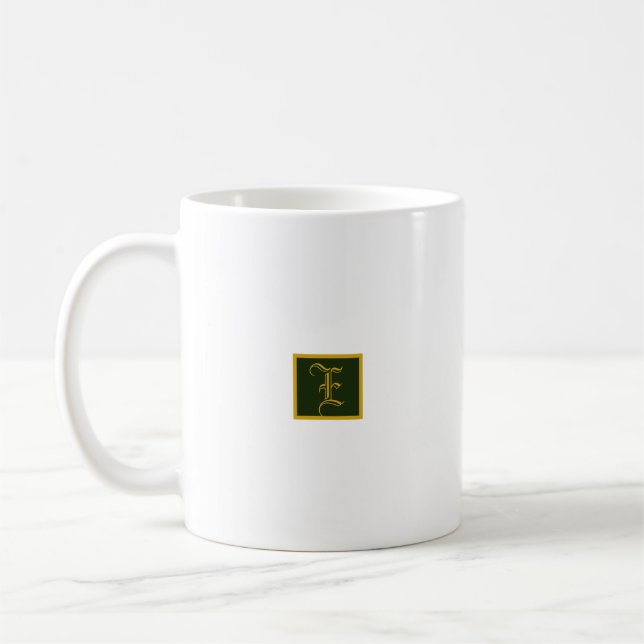 Minimalistische Tasse Classic Gold und Green Monog (Links)