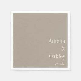 Minimalistische Taupe Brown Elegante Hochzeit Cust Serviette