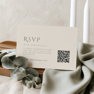 Minimalistische Taupe-Elfenbein-Hochzeits-RSVP-Kar Mitteilungskarte