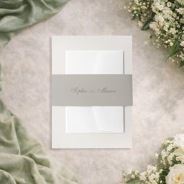Minimalistische Taupe-Hochzeit Einladungsbanderole