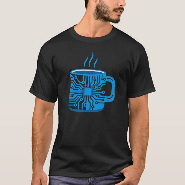 Minimalistische Tech-Kaffeetasse Leiterplatte IT  T-Shirt (Vorderseite)