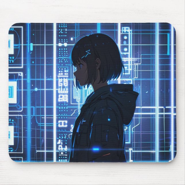 Minimalistische Tech-Schaltplatine Anime-Mauspad Mousepad (Vorne)