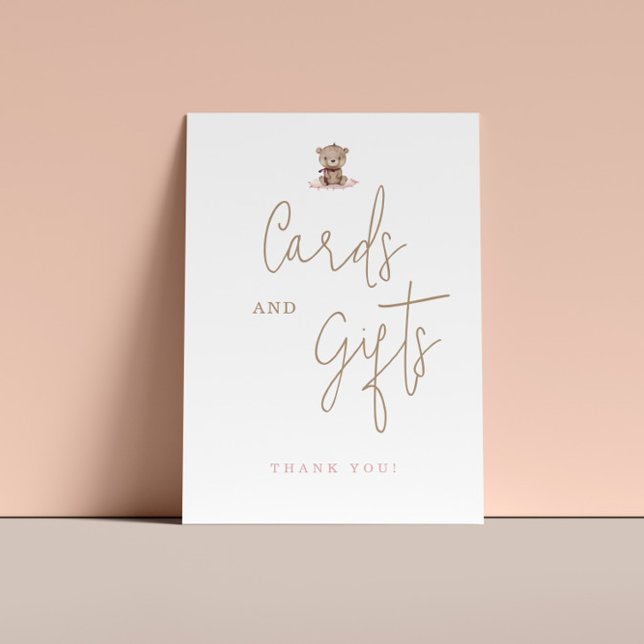 Minimalistische Teddy Bear Babyduschkarten und Ges Poster (Von Creator hochgeladen)