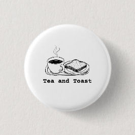 Minimalistische Teekissen- und Toast-Handzeichnung Button