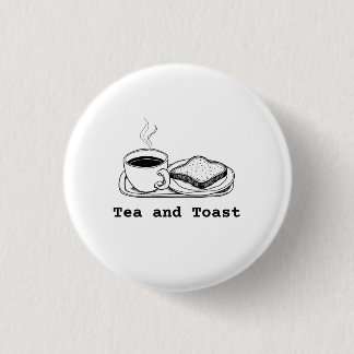 Minimalistische Teekissen- und Toast-Handzeichnung Button