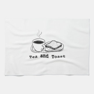 Minimalistische Teekissen- und Toast-Handzeichnung Geschirrtuch